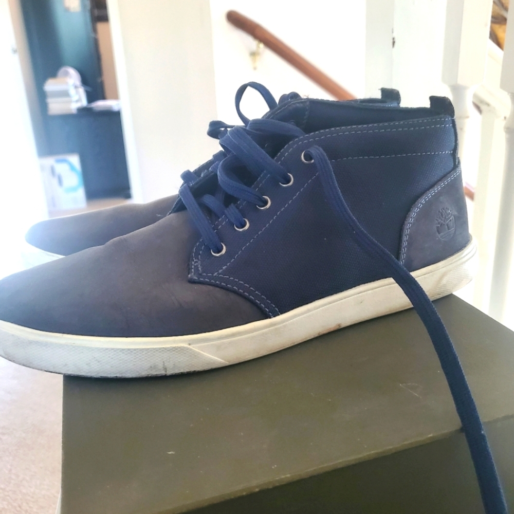 Timberland Navy Canvas two tone chukka boots